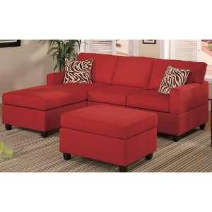  Manhattan Reversible Sectional Sofa (Red) with Ottoman and 