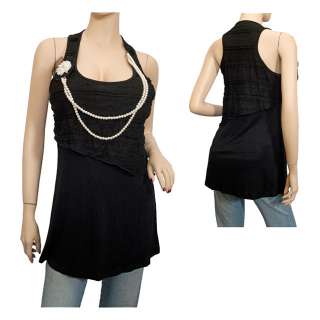 Plus Size Layered Necklace Accented Tank Top Black  