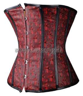 Red Faux Leather Corset COOL Cross Bustier Underbust M A133_red