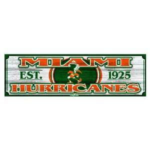  NCAA Miami Hurricanes 9 by 30 Wood Sign