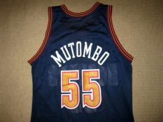 NBA DIKEMBE MUTOMBO Denver Nuggets Away Champion Jersey 44 LARGE 