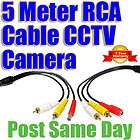 5M Audio Video Connector Power Cable Lead CCTV Camera Spycam RCA AV DC 