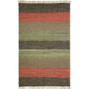  St. Croix Trading Striped Leather Woven Reversible Rug 