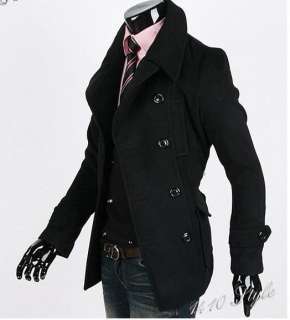 2011 New Mens Slim Fit Hot Sale Trench Coat Black 2106  