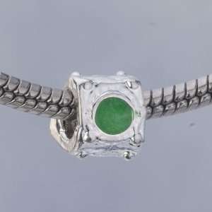  Square Face With Green Drip Drop Beads Fits Pandora Charms 