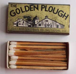 1960s Matchbox The Golden Plough Sirloin Baltimore MD  