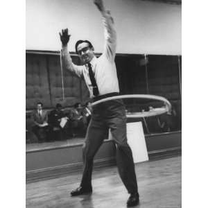  Comedian Steve Allen Hula Hooping at Rehearsal Stretched 