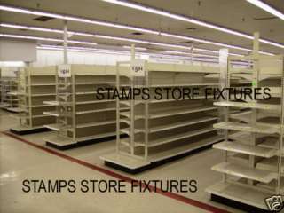 GONDOLA STORE SHELVING USED 78 TALL 4 LONG SECTIONS  