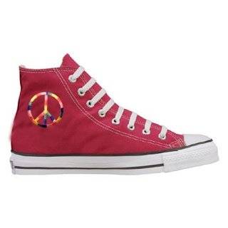Converse Chuck Taylor All Star Red High Top Custom Embroidery Peace 