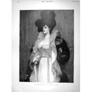  1898 Antique Fine Art Portrait Beautiful Lady Woman