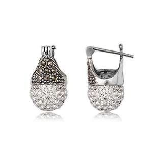  925 Sterling Silver Marcasite With White Swarovski Crystal 