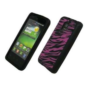   Hot Pink Zebra Stripes Silicone Skin Case Cover for T Mobile LG G2X