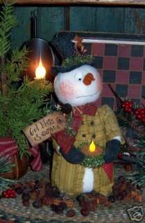 Primitive Christmas Snowman Candle Doll Pattern #245  