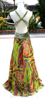 NWT Morrell Maxie $490 Lime /Multi Prom Formal Gown 10  
