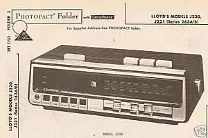 Lloyds J230, J231 (Series 263A/B) Clock Radio Photofact  