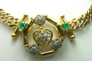 60tcw Fabulous Custom Made Colombian Emerald & Diamond Necklace 14k 