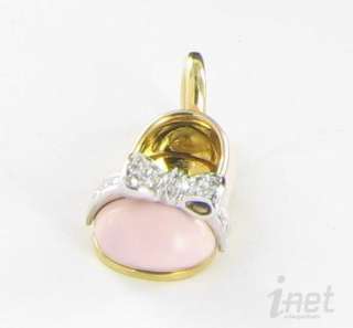 Aaron Basha 18K Y Pink Diamond Bow Baby Shoe P300 $2690  