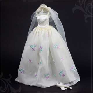 D2697 BN White Handmade Evening Dress for Barbie FR  