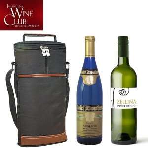  Wine Travel Carrier & Cooler Bag With 2 Bottles of White Wine 