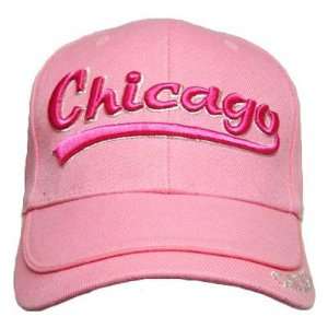  CHICAGO WINDY CITY PINK LADY CAP HAT EMBROIDERED ADJ 