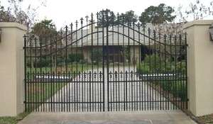 Wrought Iron Driveway Entry Gate 12ft Wide Dual Swing  