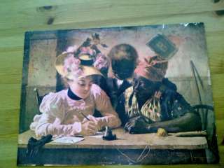   of Caucasion Woman and African American Couple Writing a Letter  
