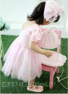 Pink Ballet Leotard Tutu Dance Party Wedding flower girls Dress 3T 4T 