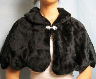 black faux fur wraps shrug stole shawl coat jacket F8 1  