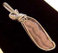 PINK LAGUNA AGATE Sterling Silver WIRE WRAP Pendant  