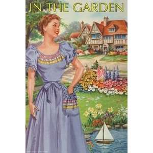 InThe Garden 50s RetroDress II   12x18 Framed Print in Gold Frame 