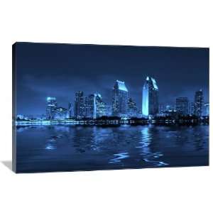Blue Sky San Diego at Night   Gallery Wrapped Canvas   Museum Quality 
