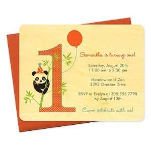 party panda 1st birthday   Personalized Wood Stationery