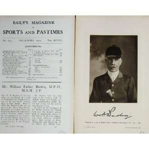   1912 Antique Portrait Mr William Parker Burton Hunting