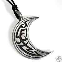 Silver PEWTER Crescent Wiccan MOON Biker LG PENDANT 55G  