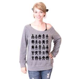 Black Robot Attack Slouchy Wideneck Sweater