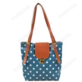 Fashion PU Leather Girl Polka Dots Handbag Shoulder Bag Tote Hand 