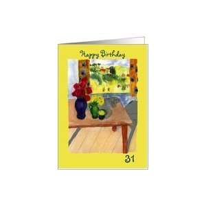    Still Life Roses Window View Happy Birthday 31st Card Toys & Games