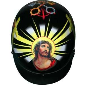  DOT Outlaw Jesus Saves Half Helmet   Size  Medium 