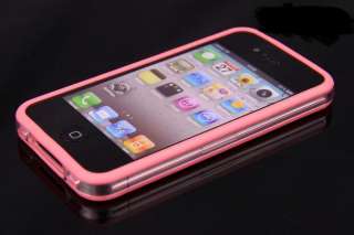 PINK CLEAR BUMPER CASE COVER METAL BUTTON FOR IPHONE 4 4G  