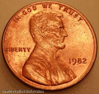 Lincoln Cent 1982 P Zinc Small Date Uncirc Red US Coins  