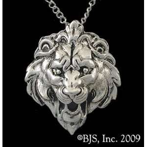  Lion Necklace, Sterling Silver, 24 long rhodium plated chain, Lion 