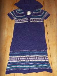 Girls JUSTICE Purple Fair Isle Knit HOODED SWEATER DRESS Winter 8 