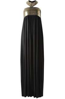 French Connection Aztek Embellished Evening Drape Maxi Gown Dress 10 