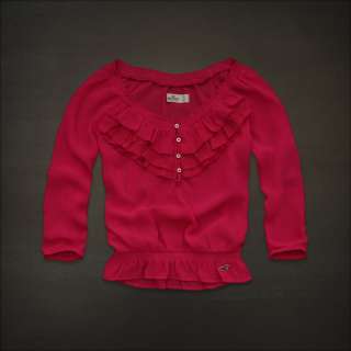   Hollister HCO Chiffon Ruffle Top M Medium Shirt Blouse Pink Women NEW