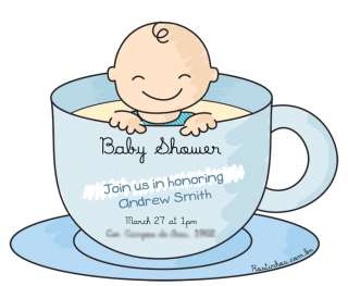   the cup Personalized baby shower invitation. Boy, girl, twins  