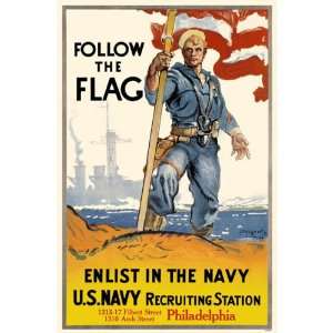 Follow the Flag, Enlist in the Navy Military Poster 