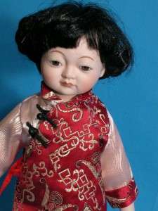 MARIAN YU DESIGNS HAND PAINTED PORCELAIN ORIENTAL DOLL SIGNED 