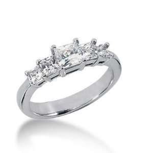 14K Gold Diamond Anniversary Wedding Ring 5 Princess Cut Diamonds 1.11 