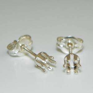 3mm Round Snap Tite Sterling Silver Earring Settings  