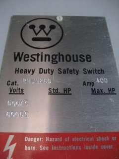 UNUSED WESTINGHOUSE RHUN265 400A 600V N3R SAFETY SWITCH  